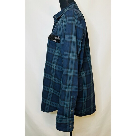 J. Crew Blue Green‎ Plaid Long Sleeve Shirt Beaded Pockets Women's SIZE 12 - Picture 2 of 11